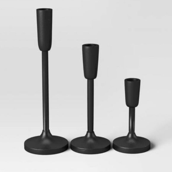 Threshold Aluminum Taper Holders Black‎ Candleholder Set of 2 NEW WITH TAG - Picture 2 of 6